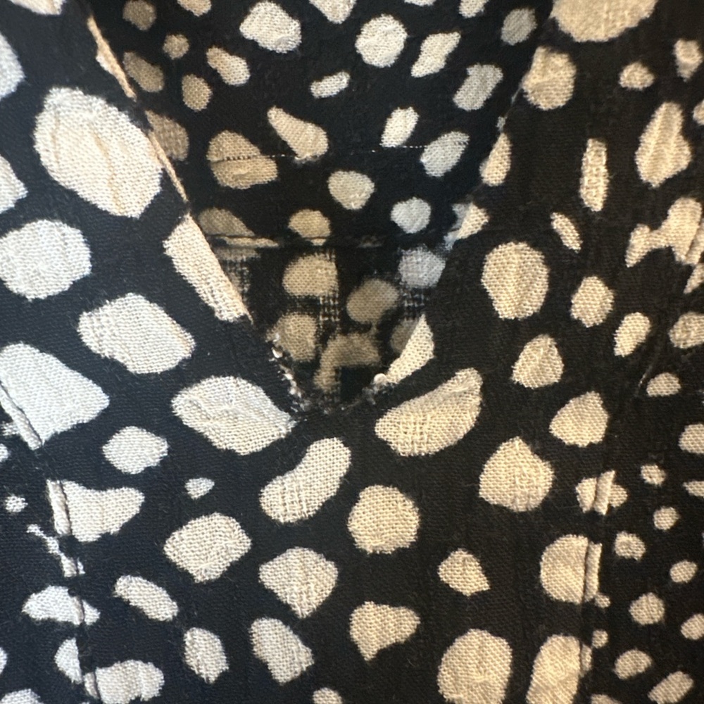 Maeve Anthropologie XS Black Cream Abstract Print Tiered Dress Boho Flowy Mini - Picture 4 of 7